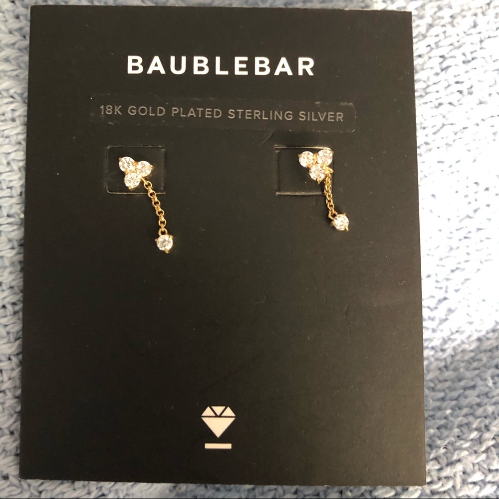 NWT BaubleBar gold and crystal dangling studs